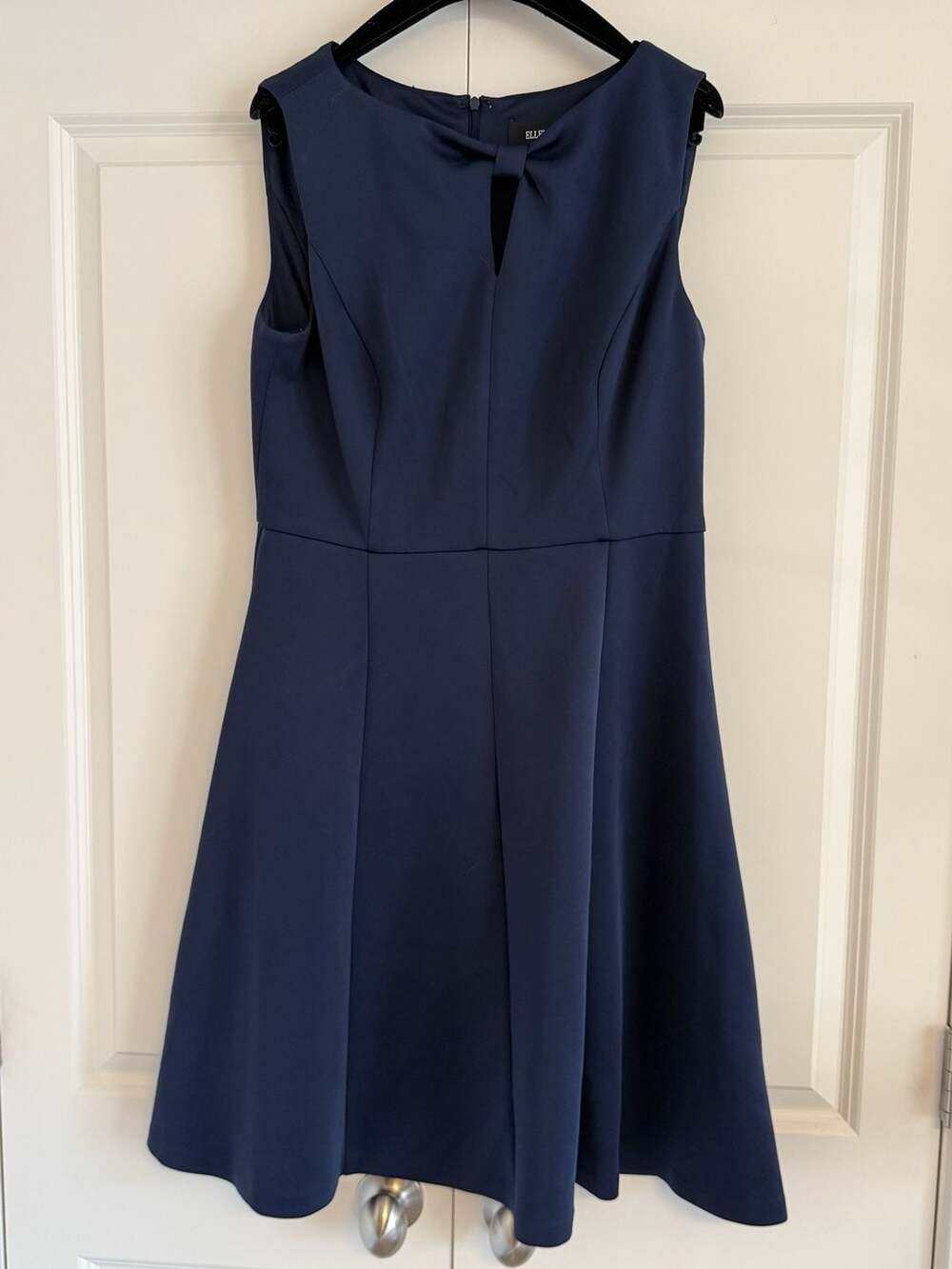 Ellen Tracy Navy Blue Scuba Keyhole Front Fit & Flare Dress